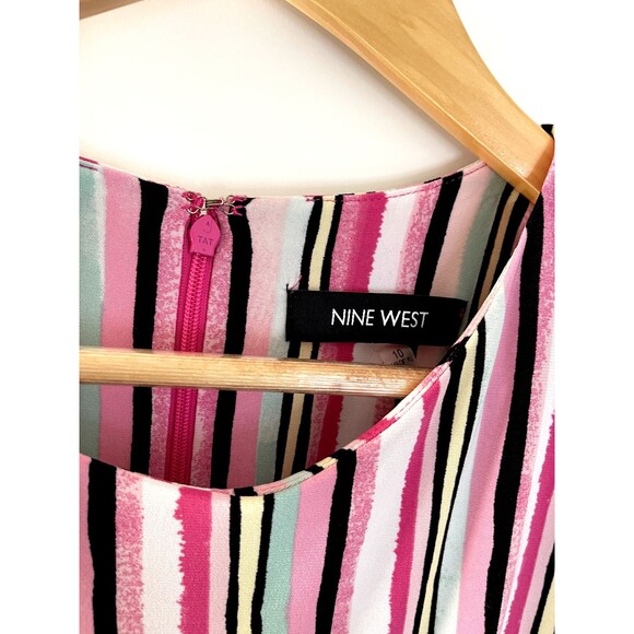 Y2K Vintage Nine West‎ Striped Knee-Length Sleeveless Dress sz 10 Stretch Summer - Picture 4 of 11